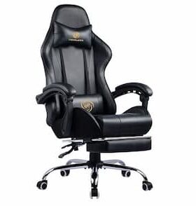 Cadeira gaming Luckracer black - Massagem, apoio para os pés e almofadas